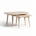 Kaffeetisch set aus holz in natur mit abmessungen 100 x 60 x 45cm