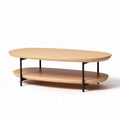 Kaffeetisch aus holz mit metallgestell 120 x 60 x 45cm oval und modern