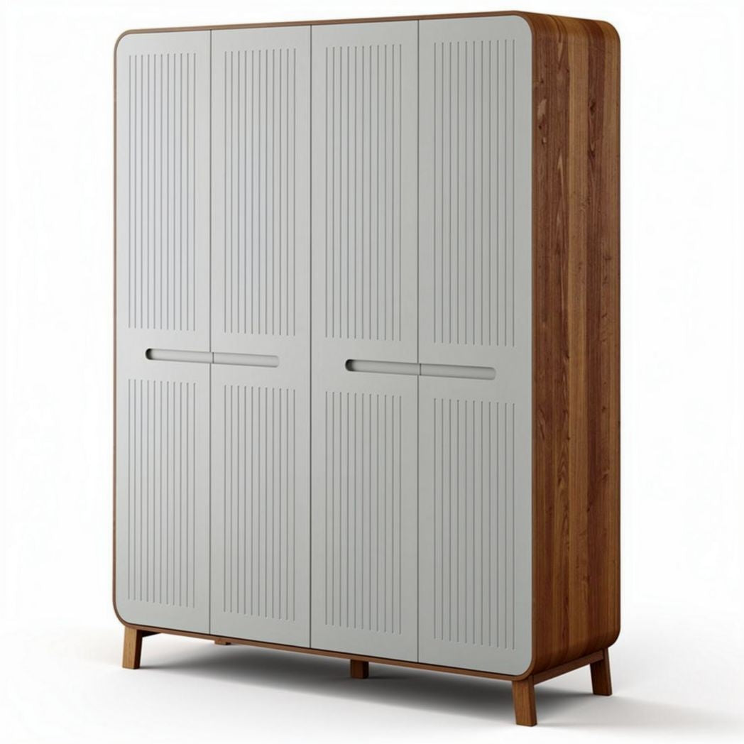 Kleiderschrank aus Holz mit grauen Fronten und den Maßen 180 x 90 x 45cm