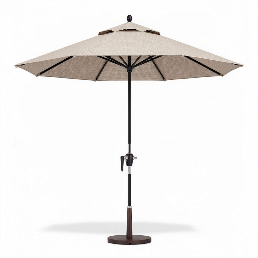 Sonnenschirm aus polyester in beige mit metallgestell 200 x 200 x 250cm